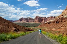 girl walking on Mountain Highland Road