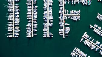 bird's eye view of the harbor with boats
