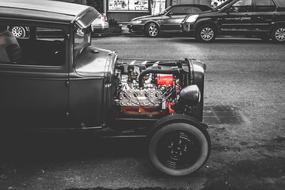 Car Classic Vintage in the city in monochrome