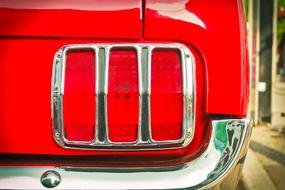 Ford mustang, red Oldtimer auto, rear view, detail