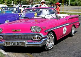 Retro pink Cuba Car