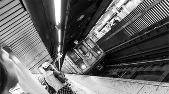 monochrome photo of Subway Station Transportation