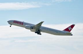 Boeing 777 during takeoff in Zurich