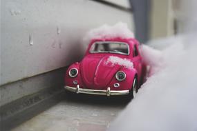 Pink Car Vehicle in snow