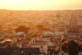 top view of old town at dusk