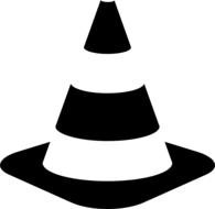 Black and white attention cone, at white background, clipart