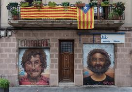 graffiti on the facade of a house in barcelona