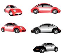 Volkswagen car models on white background