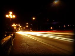 Traffic Autos on Road at night