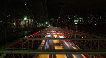 view of the blurry night highway in the city