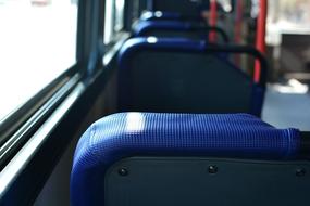 blue bus seats close up