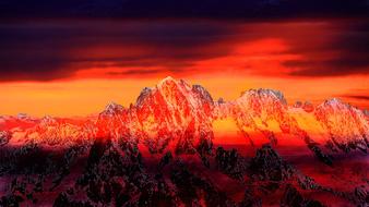 Mont Blanc at red sunset, France, chamonix