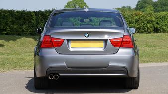 rear view, gray bmw car