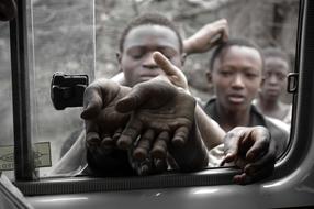 Starving Children Waiting for food