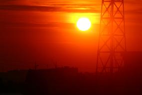 red dawn over Saratov, Russia