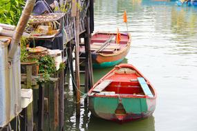 River Colorful Boat Fishing