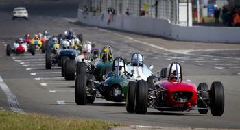 retro racing cars on the track