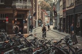 Architecture and bicycles in city