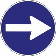 turn right only sign signage