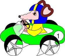 rat car racing car green cartoon