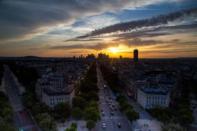 Paris at Evening Sunset