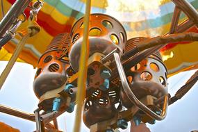 engine in hot air balloon, close-up