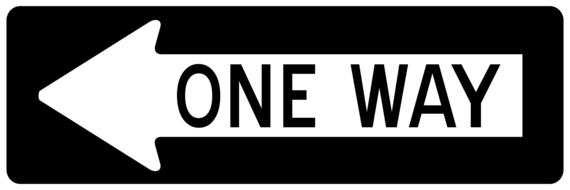 arrow one way left sign road