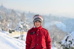 boy at snowy mountain