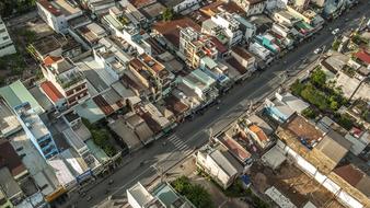 Street Houses and Road