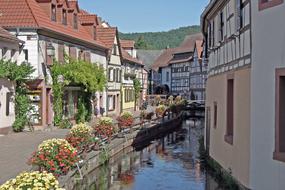 canal, village street in annweiler, Germany