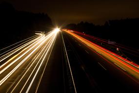 Highway Night Photograph Lights