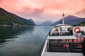 Boat Cruise Ship at sunset