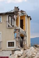 after Earthquake, ruined historical building, italy, onna