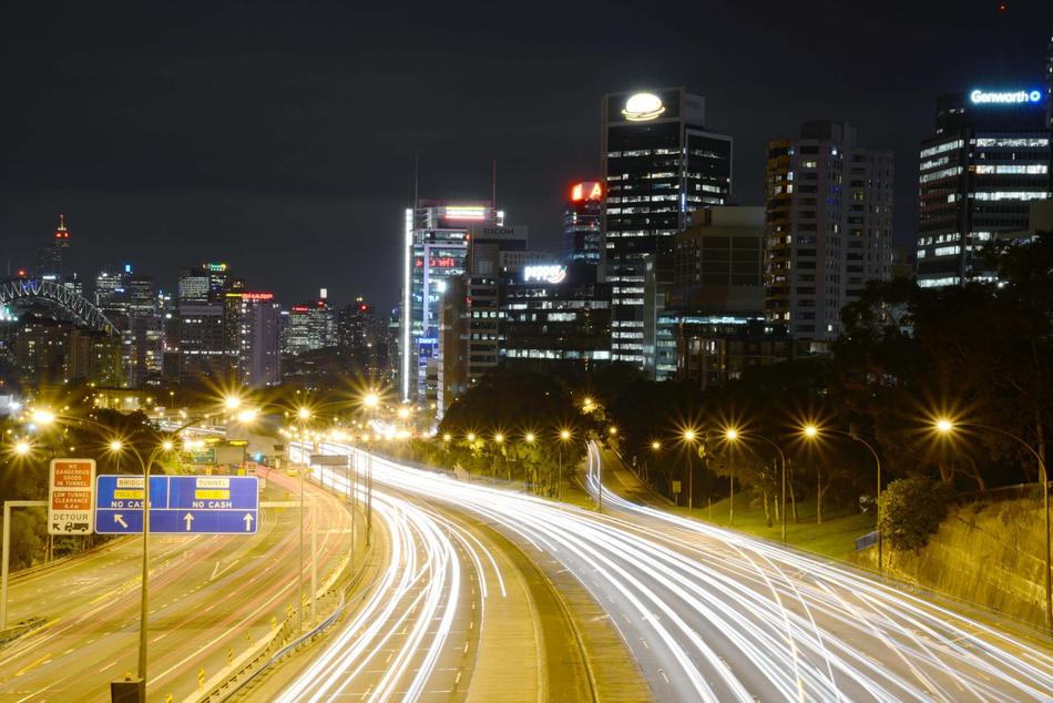 night traffic in north sydney
