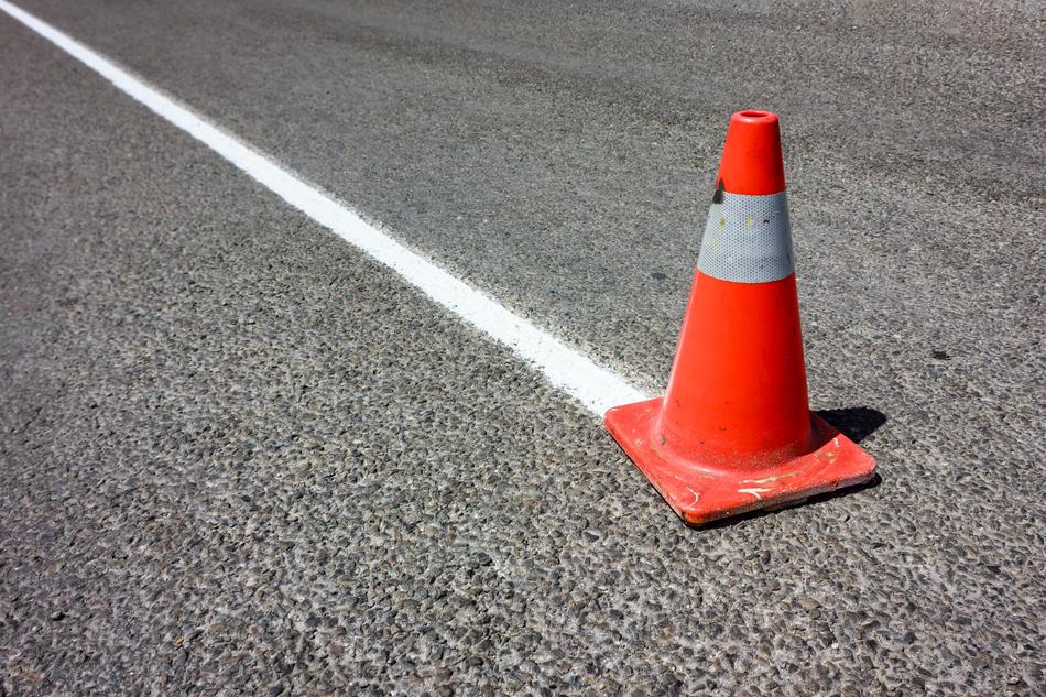 cone as a warning on the road