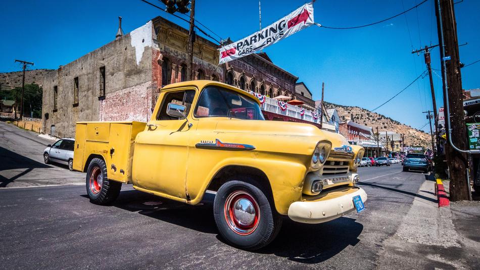 old yellow pickup truck in nevada