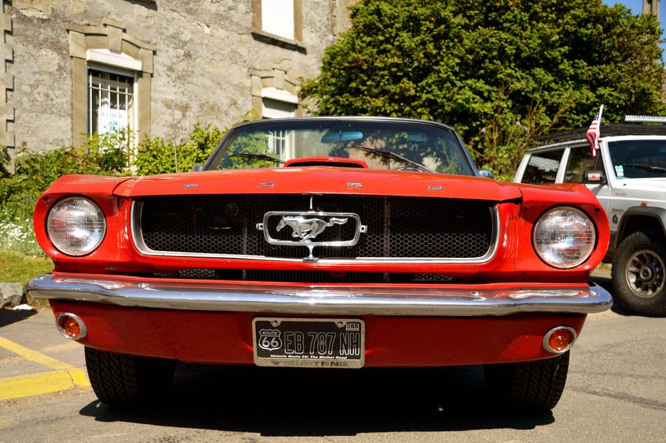 Beautiful, vintage, retro car with the porch