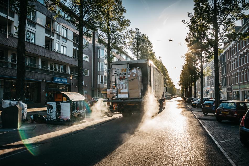 truck in urban infrastructure