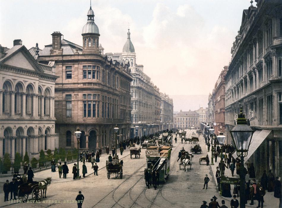 old photo of city life in Belfast