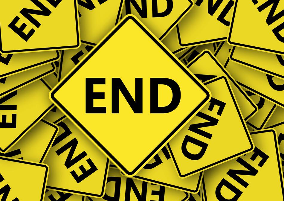 road sign end as background