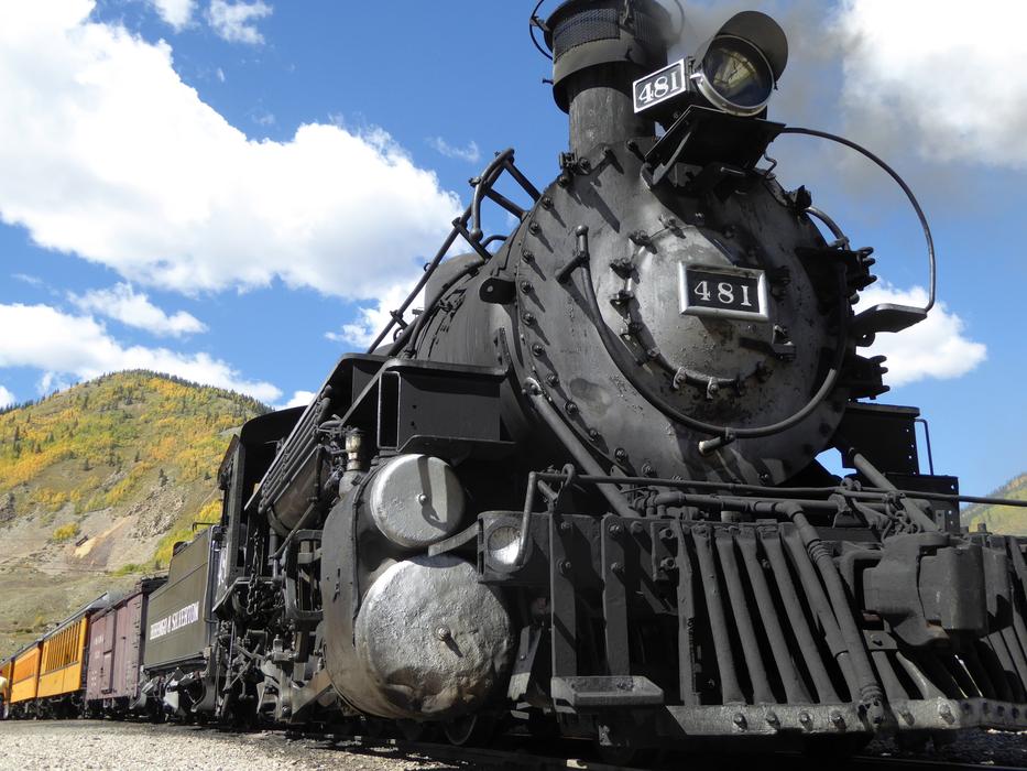 black retro locomotive in Silverton, Texas