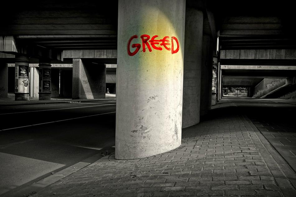 graffiti on a column in a building