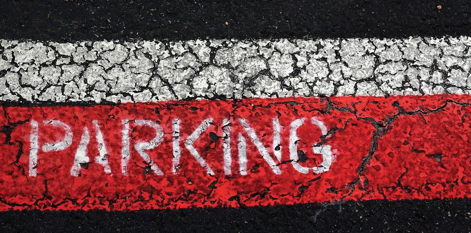 inscription on the markings in the parking lot