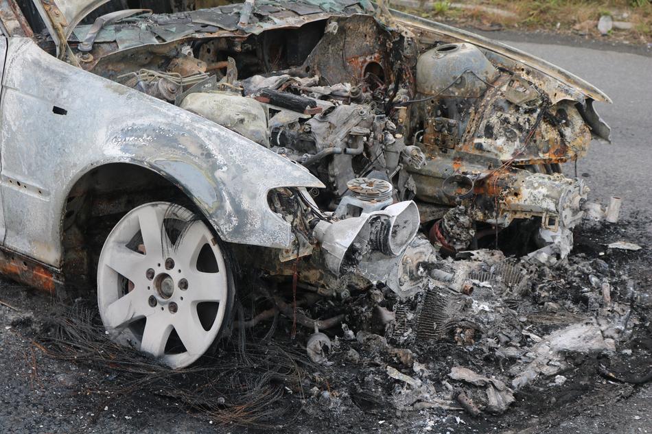 burnt car close-up