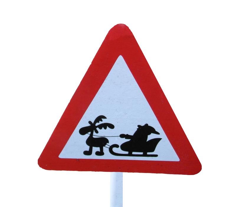 santa claus on a road sign