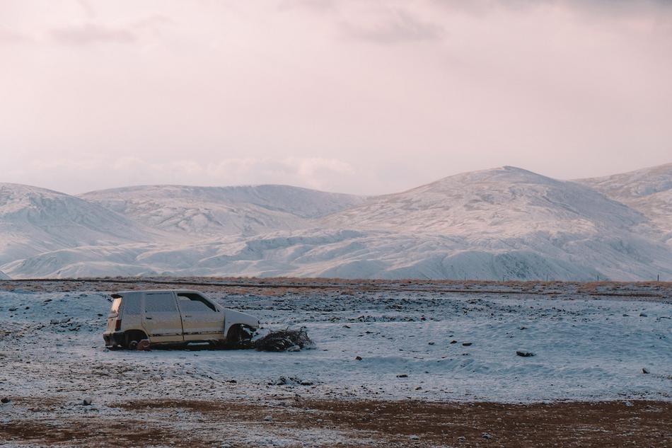 Car Abandoned at Desert Snow