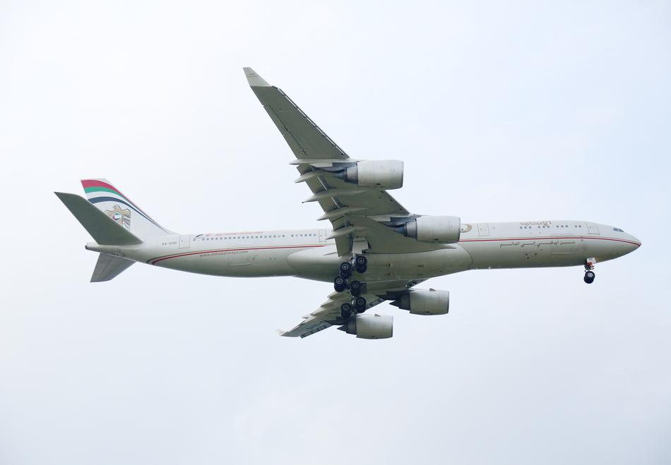huge plane with four turbines