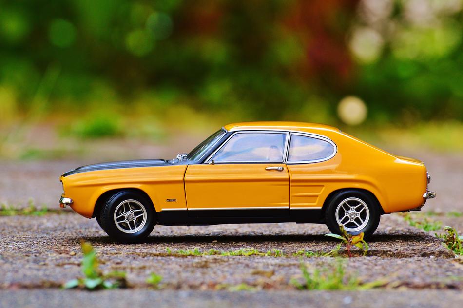 model of a yellow park in the park on a blurred background
