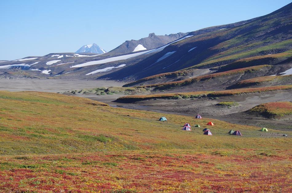 panoramic view of the plateau near the volcano in the tundra