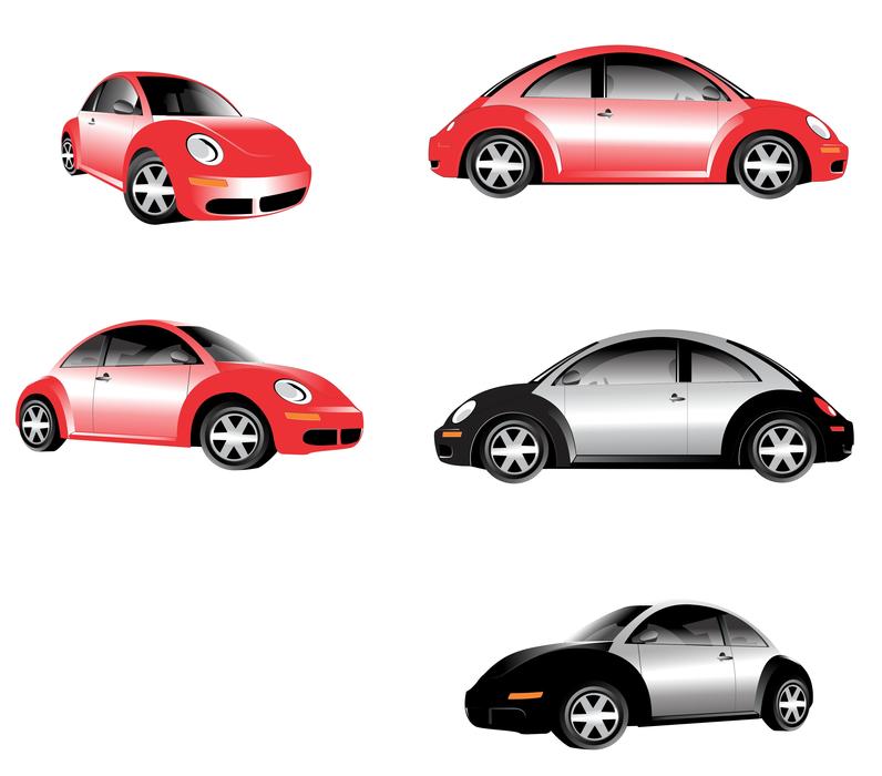 Volkswagen car models on white background